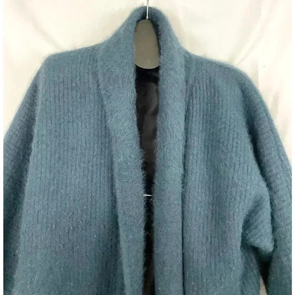 Blue Oversized Open Coat Angora Rabbit Fur Coat Chang Won L/XL - Picture 7 of 15